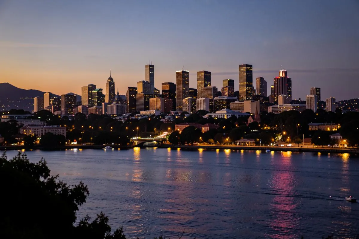 Australian city skyline at dusk seen from a chauffeured car route: Brisbane Chauffeur Service: A Guide to Airport, Coast and Corporate Travel